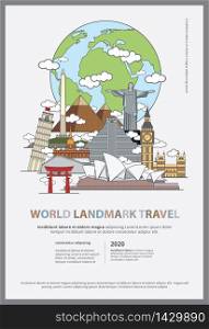 The World Landmark Travel Poster Design Template Vector Illustration