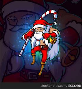 The young santa rings the bell esport logo design