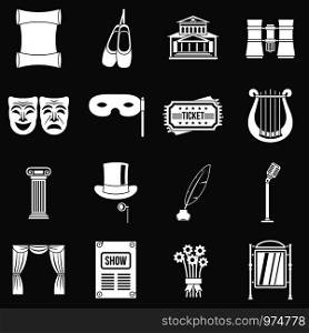 Theater icons set vector white isolated on grey background . Theater icons set grey vector