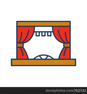 Theater stage color icon. Cinema. Concert stage. Opera or ballet scene. Isolated vector illustration. Theater stage color icon