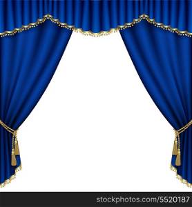 Theater stage with blue curtain. Mesh.