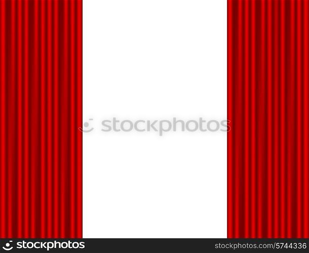 Theater stage with red curtain white background