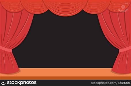 theater stage with red curtains. Vector illustration in flat style. theater stage with red curtains