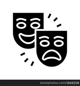 theater tragedy and comedy glyph icon vector. theater tragedy and comedy sign. isolated contour symbol black illustration. theater tragedy and comedy glyph icon vector illustration