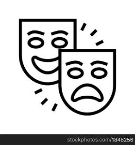 theater tragedy and comedy line icon vector. theater tragedy and comedy sign. isolated contour symbol black illustration. theater tragedy and comedy line icon vector illustration