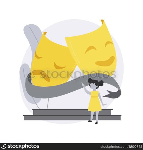Theatre camp abstract concept vector illustration. Theatre training for kids, summer vacation camp, holiday acting program, young actor course, children drama school performance abstract metaphor.. Theatre camp abstract concept vector illustration.