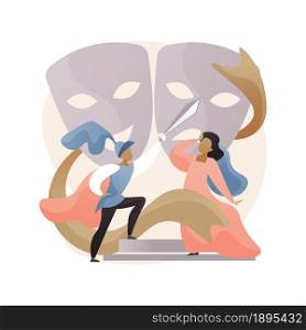 Theatre camp abstract concept vector illustration. Theatre training for kids, summer vacation camp, holiday acting program, young actor course, children drama school performance abstract metaphor.. Theatre camp abstract concept vector illustration.