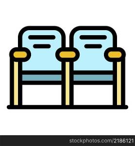 Theatre chairs icon. Outline theatre chairs vector icon color flat isolated. Theatre chairs icon color outline vector