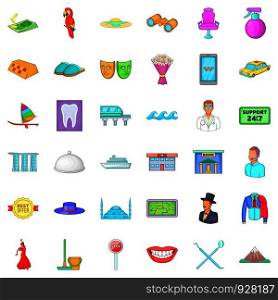 Theatre icons set. Cartoon style of 36 theatre vector icons for web isolated on white background. Theatre icons set, cartoon style