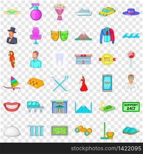 Theatre icons set. Cartoon style of 36 theatre vector icons for web for any design. Theatre icons set, cartoon style