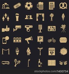 Theatre icons set. Simple style of 36 theatre vector icons for web for any design. Theatre icons set, simple style