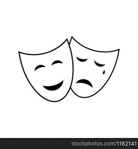 Theatre mask vector icon isolated on white background