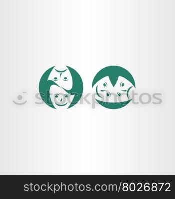 theatre masks icon vector logo