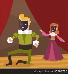 Theatre scene with woman and man vector illustration