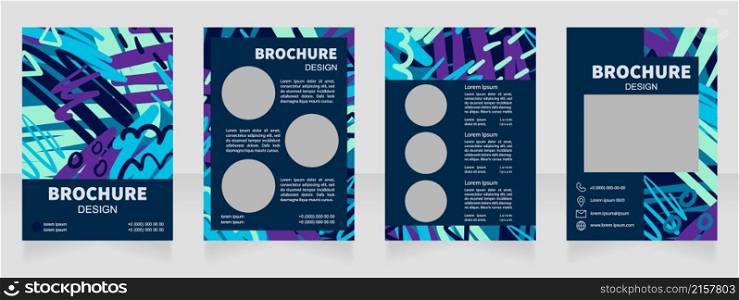Theatrical costumes exhibition blank brochure design. Template set with copy space for text. Premade corporate reports collection. Editable 4 paper pages. Source Sans, Myriad Pro, Arial fonts used. Theatrical costumes exhibition blank brochure design