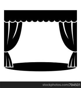 Theatrical curtain icon. Simple illustration of theatrical curtain vector icon for web design isolated on white background. Theatrical curtain icon, simple style