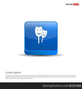 Theatrical masks Icon - 3d Blue Button.