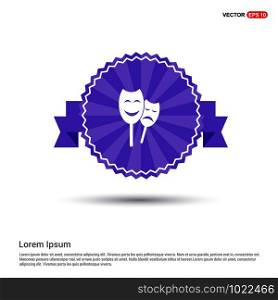 Theatrical masks Icon - Purple Ribbon banner