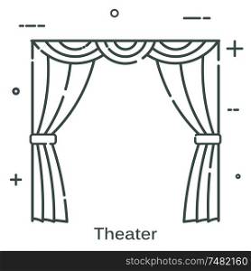 Theatrical scenes in a linear style. Line icon isolated on white background. Vector illustration.