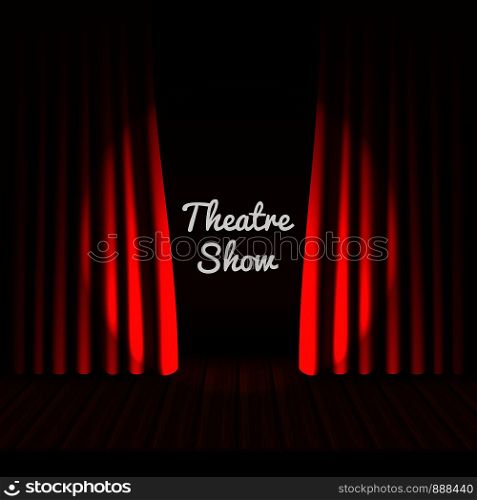 Theatrical stage banner. Realistic illustration of theatrical stage vector banner for web design. Theatrical stage banner, realistic style