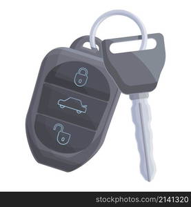 Theft car alarm key icon cartoon vector. Remote system. Lock chain. Theft car alarm key icon cartoon vector. Remote system