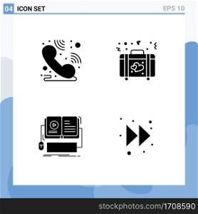 Thematic Vector Solid Glyphs and Editable Symbols of call centre, interactive, briefcase, wedding, video Editable Vector Design Elements