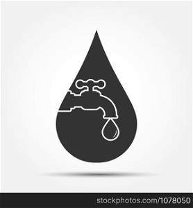theme of ecology, environmental protection, saving natural resources. Logo for clean water, weather, water supply or plumbing . Flat design.