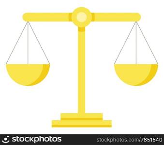 Themis scales isolated measuring device, symbol of law and justice. Vector lawyers and advocate equality sign, bronze legislation and punishment mascot. Themis Scales Isolated Measuring Device, Law Sign