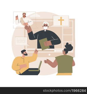 Theological lectures abstract concept vector illustration. Online religious lectures, studies course, christian thinkers, divinity school, doctrine of god, church fathers abstract metaphor.. Theological lectures abstract concept vector illustration.