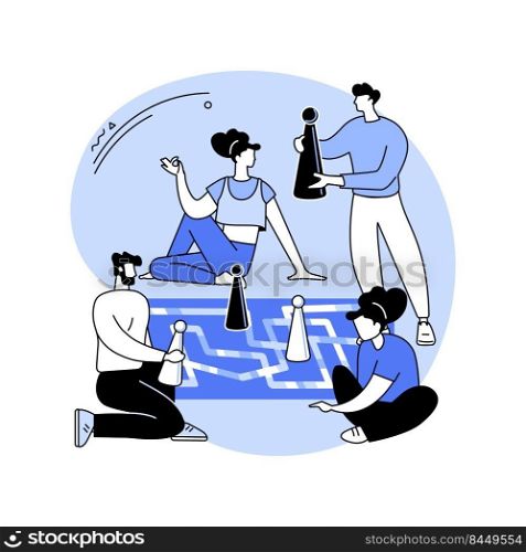 Therapeutic gaming isolated cartoon vector illustrations. Mental health coach play board game, diverse people sit at the table, gaming master, small business, therapeutic session vector cartoon.. Therapeutic gaming isolated cartoon vector illustrations.