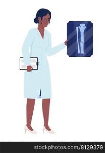 Therapist holding x-ray picture semi flat color vector character. Standing figure. Full body person on white. Traumatology simple cartoon style illustration for web graphic design and animation. Therapist holding x-ray picture semi flat color vector character