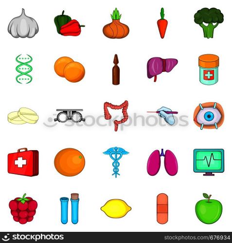 Therapist icons set. Cartoon set of 25 therapist vector icons for web isolated on white background. Therapist icons set, cartoon style