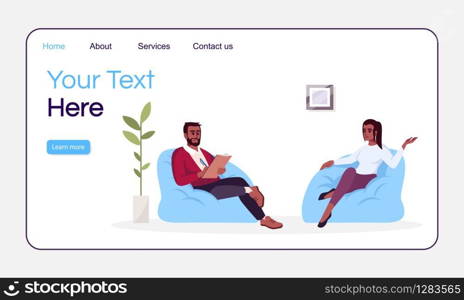 Therapy session landing page vector template. Individual appointment. Psychology consultation website interface idea with flat illustrations. Homepage layout. Web banner, webpage cartoon concept