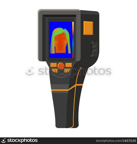 Thermal scaner camera infrared. Portable Visualize temperature differences thermometer, thermographic for the environment and people. Thermal scaner camera infrared. Portable Visualize temperature differences thermometer, thermographic for the environment and people. Vector illustration isolated