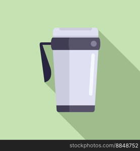 Thermo mug icon flat vector. Cup coffee. Travel flask. Thermo mug icon flat vector. Cup coffee