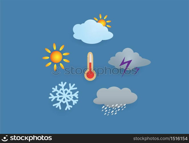 thermometer and weather icons set