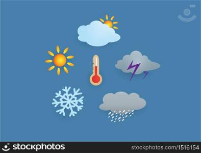 thermometer and weather icons set