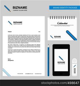 Thermometer Business Letterhead, Calendar 2019 and Mobile app design vector template