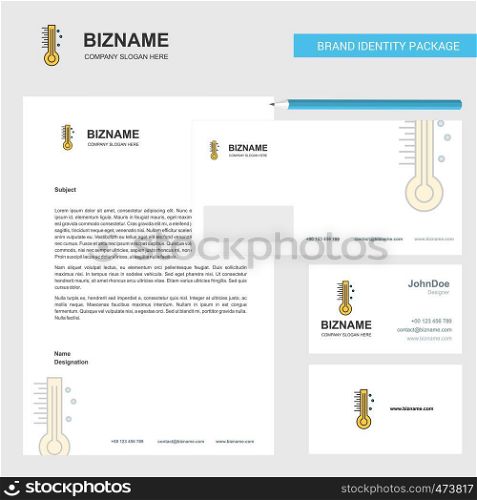Thermometer Business Letterhead, Envelope and visiting Card Design vector template