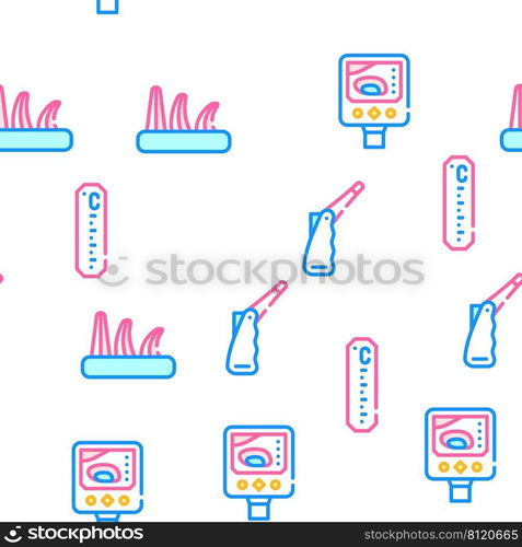 Thermometer Device Vector Seamless Pattern Color Line Illustration. Thermometer Device Vector Seamless Pattern