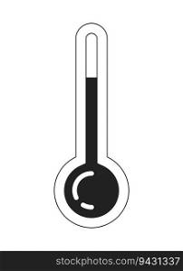 Thermometer hot monochrome flat vector object. Weather temperature. Hot summer. Wave heat. Editable black and white thin line icon. Simple cartoon clip art spot illustration for web graphic design. Thermometer hot monochrome flat vector object