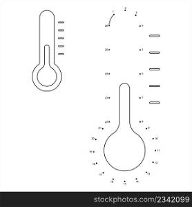 Thermometer Icon Connect The Dots, Temperature Indicator, Temperature Measuring Device Vector Art , Puzzle Game Containing A Sequence Of Numbered DotsIllustration