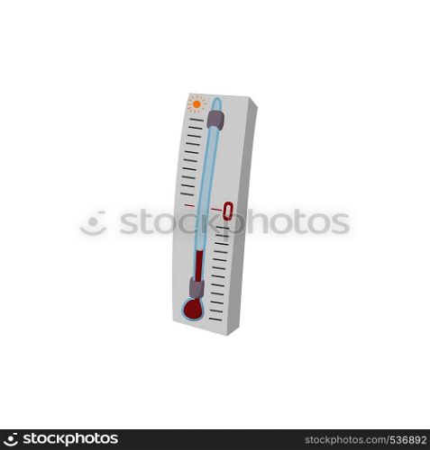 Thermometer icon in cartoon style isolated on white background. Thermometer on base with celsius scale. Thermometer icon, cartoon style