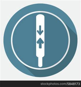 thermometer icon on white circle with a long shadow