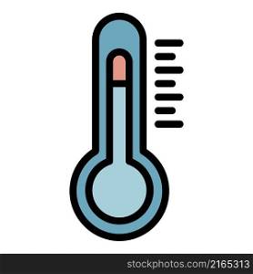 Thermometer icon. Outline thermometer vector icon color flat isolated. Thermometer icon color outline vector