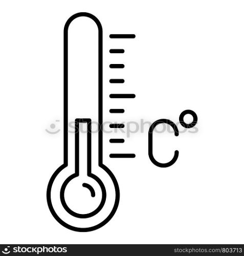 Thermometer icon. Outline thermometer vector icon for web design isolated on white background. Thermometer icon, outline style