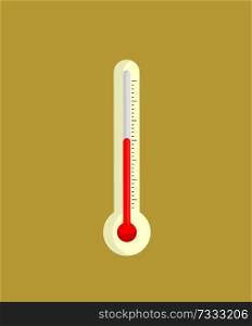 Thermometer icon vector illustration isolated on beige background. Instrument for measuring temperature with fahrenheit or celsius scale. Thermometer Icon Vector Illustration Isolated