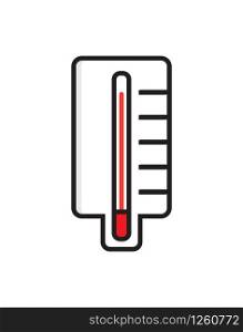 Thermometer icon vector. The red thermometer shows the patient&rsquo;s high temperature. Symptoms of coronavirus, fever, flu.. Thermometer icon vector. The red thermometer shows the patient&rsquo;s high temperature. Symptoms of coronavirus, fever