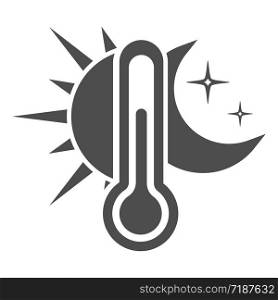 Thermometer icon with the sun and moon. Day and night temperature. Simple flat vector stock illustration.