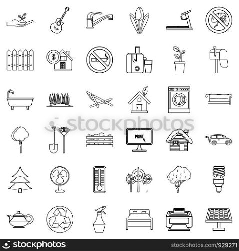 Thermometer icons set. Outline style of 36 thermometer vector icons for web isolated on white background. Thermometer icons set, outline style